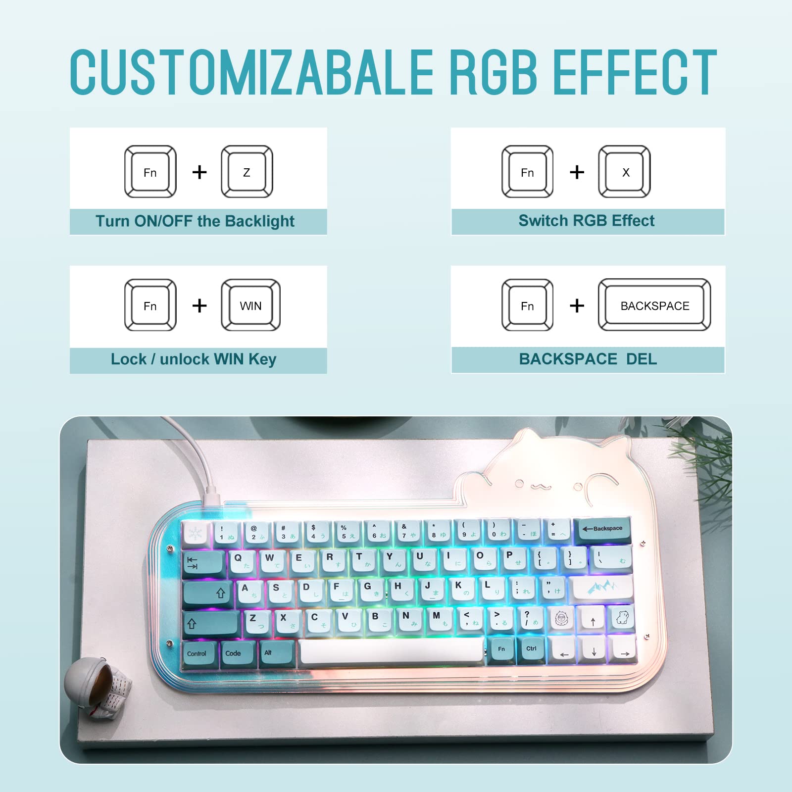 EPOMAKER MINI CAT 64 キーボード Amazon | EPOMAKER Mini Cat 64 60%ホットスワップ VIA プログラム可能